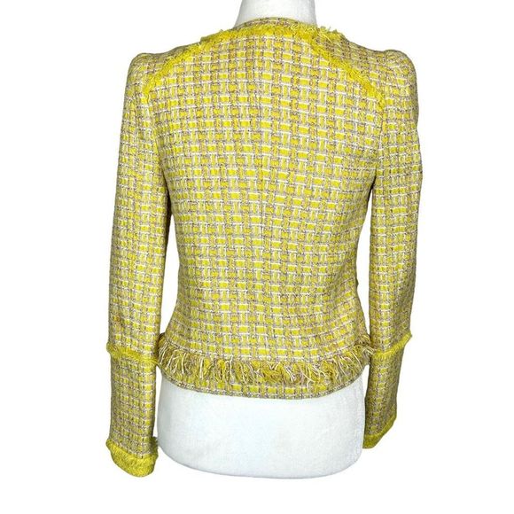 Boucle Tweed Blazer Chanel Style Jacket in Fringed Yellow HTF Super RARE - Picture 3 of 15